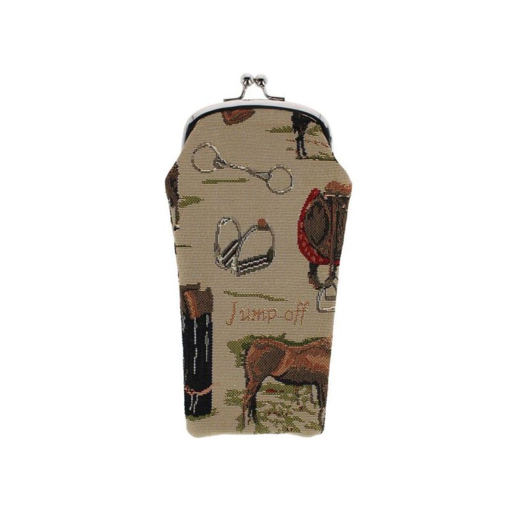 CTM Women's Horse Print Tapestry Glasses Case